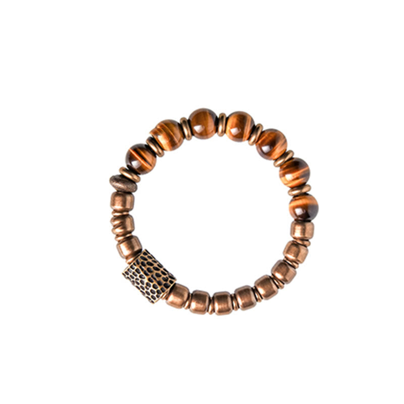 Armband Tigerauge Kupfer mit Schutzsteinen elastisch tragbar