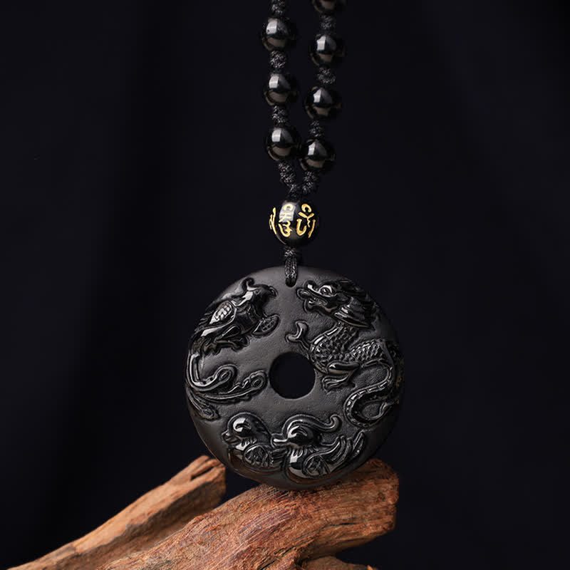 Anhänger Kette Obsidian Drachen Phönix – Schutz