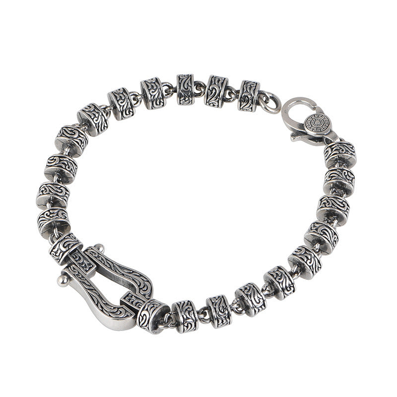Silbernes Armband Tang Dynastie Glück Perlen Verschluss elegantes Design