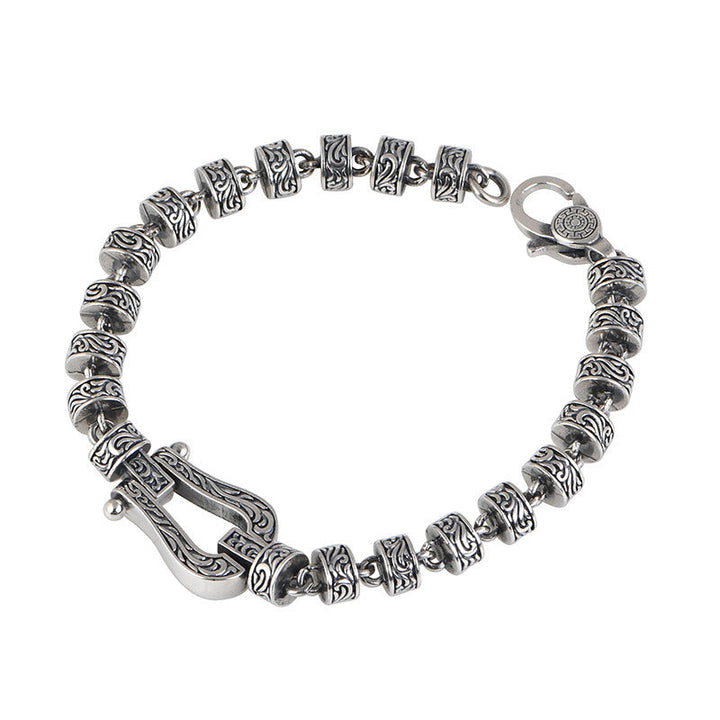 Silbernes Armband Tang Dynastie Glück Perlen Verschluss elegantes Design
