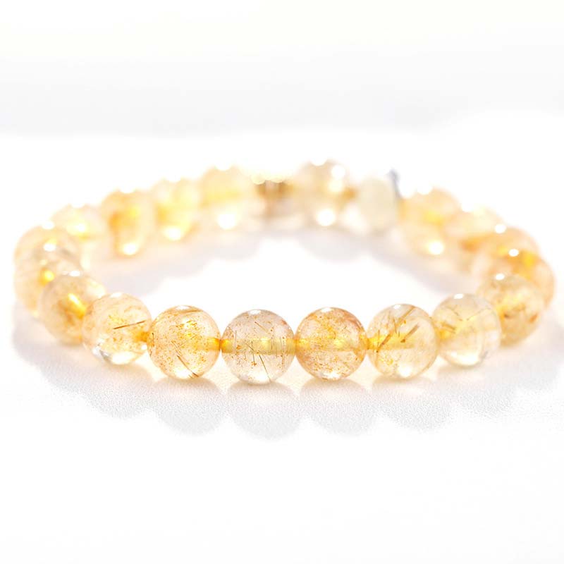 Armband Citrin Mond elastisch Naturstein gelb transparent glänzend Perlen