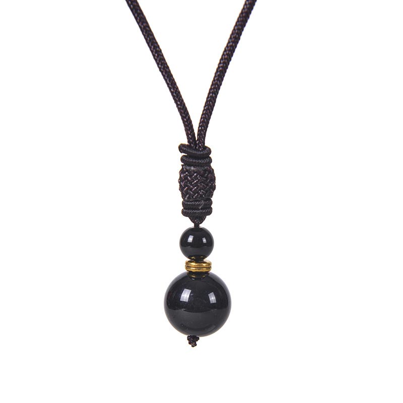 Kette Jade Harmonie – Frieden & Wohlstand – Bild 2 – Kette Jade Harmonie schwarzer Obsidian Anhänger Naturstein Wohlstand