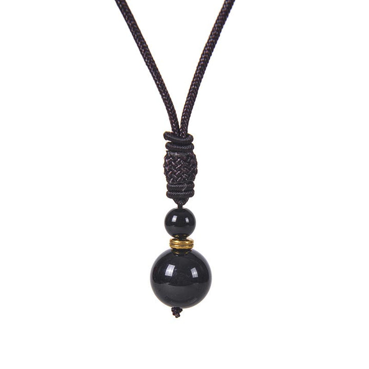 Kette Jade Harmonie – Frieden & Wohlstand – Bild 2 – Kette Jade Harmonie schwarzer Obsidian Anhänger Naturstein Wohlstand