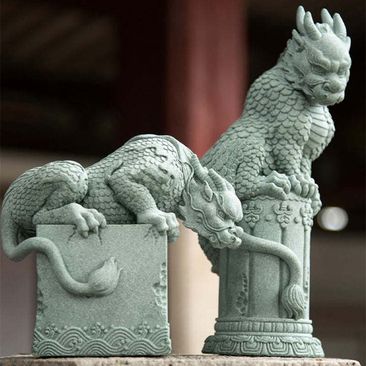 Drache Figur Erfolg Glück Stehend Glücksbringer
