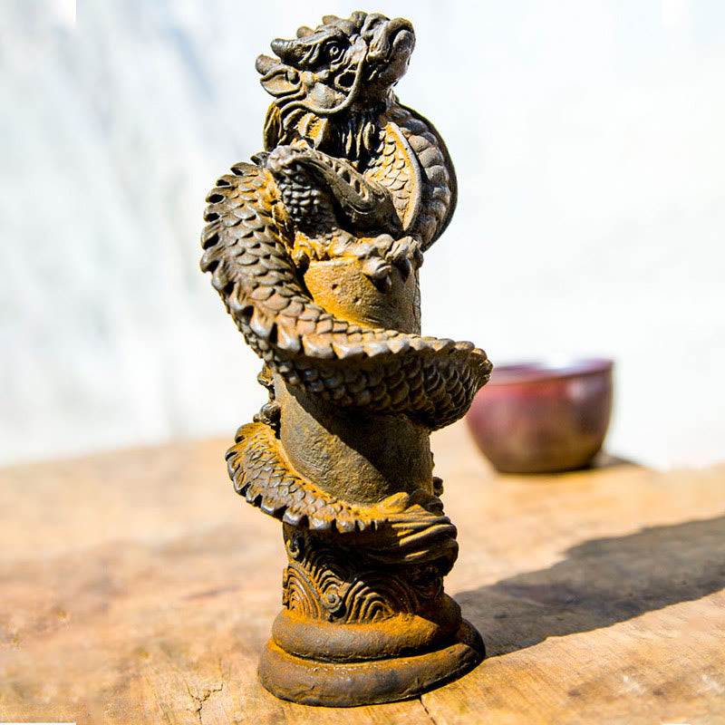 Drache Figur Säule Deko Feng Shui