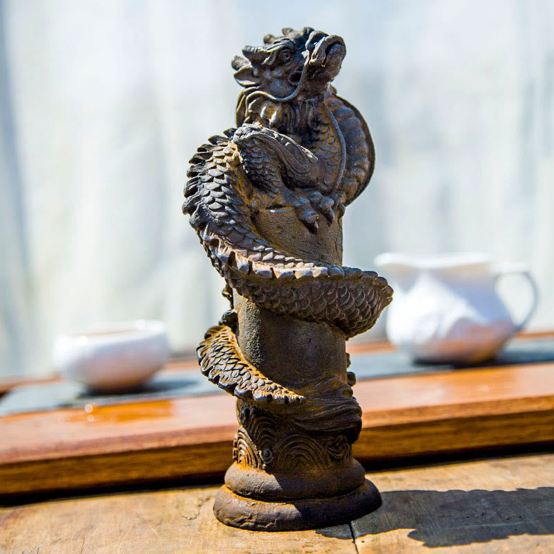 Drache Figur Säule Deko