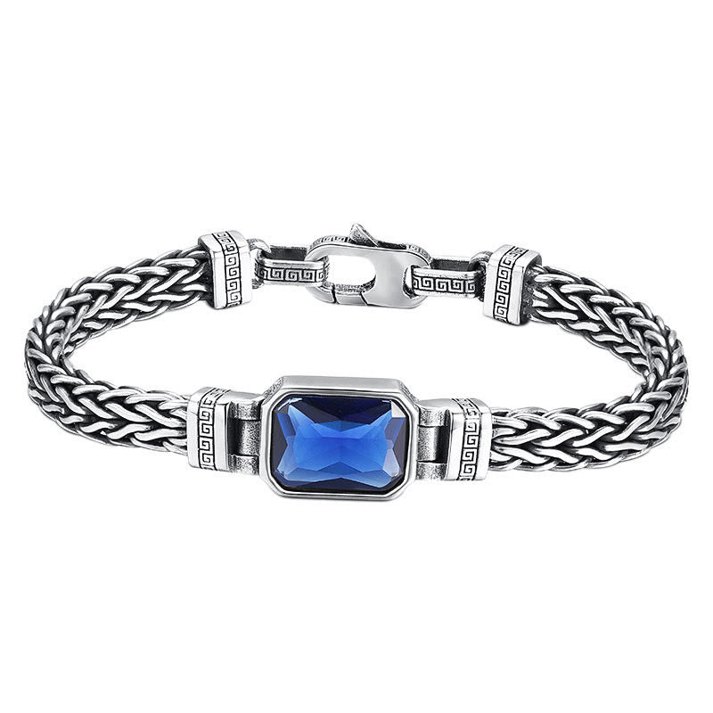 Armband Drachen Heilung Wohlstand Silber blauer Stein Kettenglieder maskulin elegant