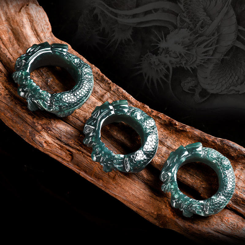Türkis Jade Drachen Ring Pixiu Feng Shui Erfolg Schutz Glück Amulett