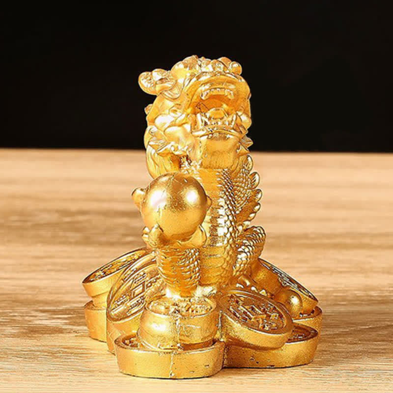 Drachen Figur Deko Kupfer Reichtum Statue