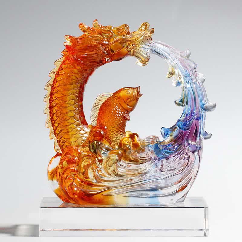 Drachen Figur Koi Liuli Feng Shui Geschenk