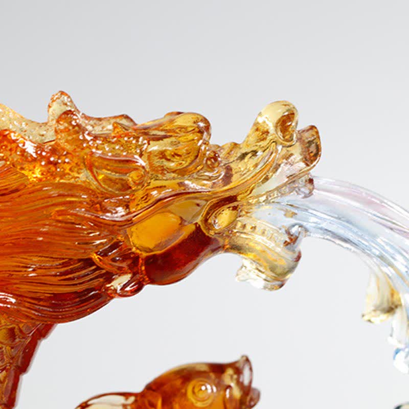 Drachen Figur Koi Liuli Feng Shui Wohnzimmer