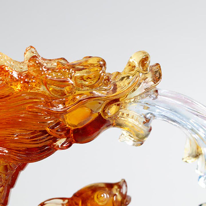 Drachen Figur Koi Liuli Feng Shui Wohnzimmer