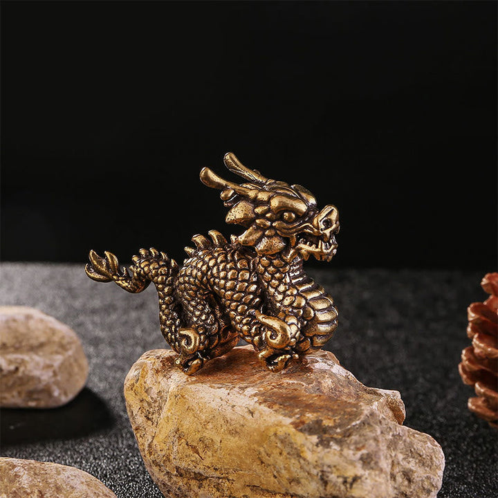 Drachen Figur Messing Glück Klein Deko