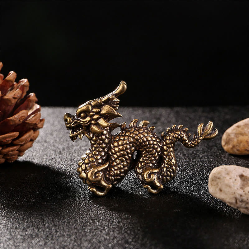 Drachen Figur Messing Glück Klein Feng Shui