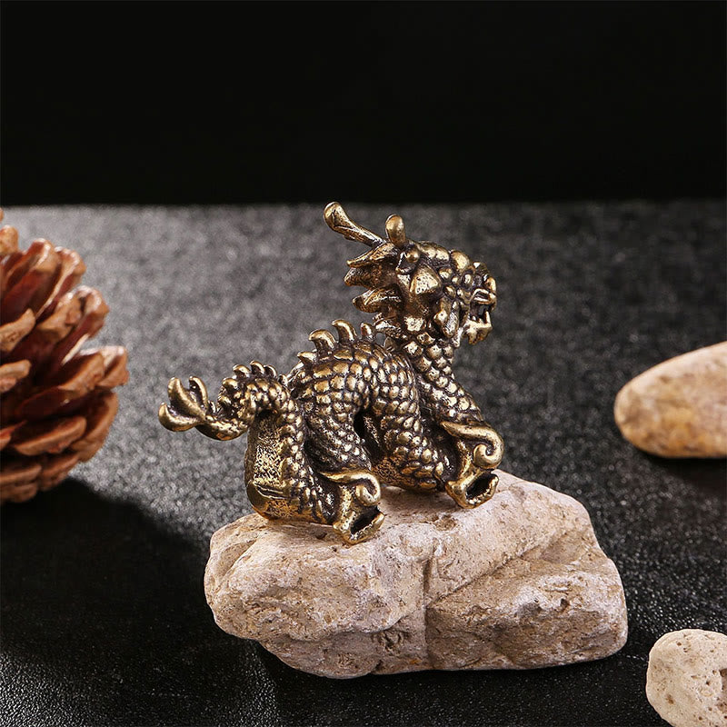 Drachen Figur Messing Glück Klein Glücksbringer