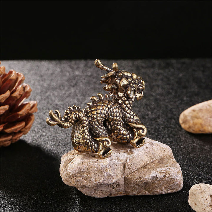 Drachen Figur Messing Glück Klein Glücksbringer