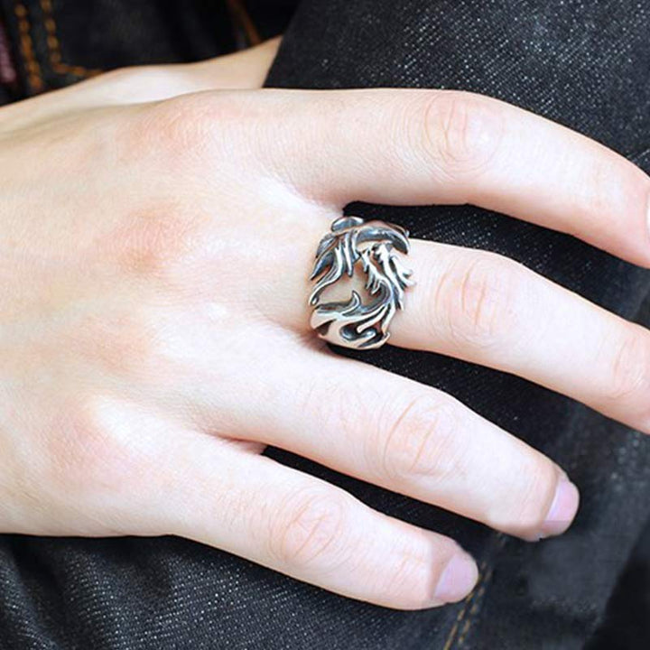 Ring Drachen Silber getragen Schutz Stärke Fengshui Fingerring