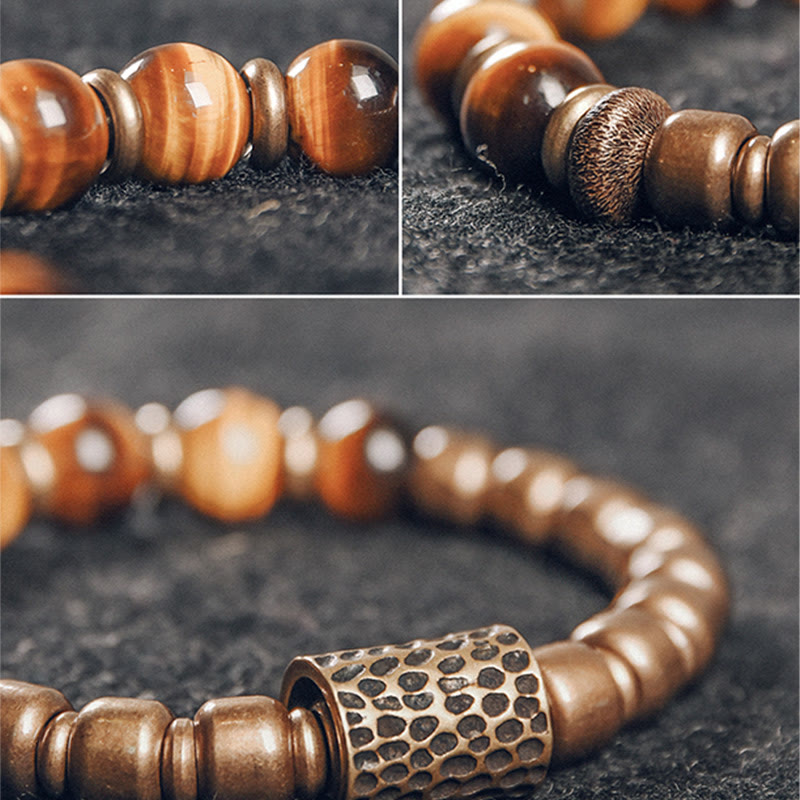 Armband Tigerauge Kupfer – Schutz Perlen Naturstein braun glänzend