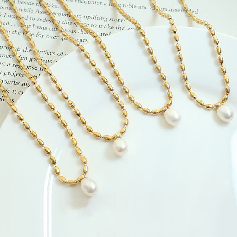Anhänger Kette Perle gold Kugelkette elegant