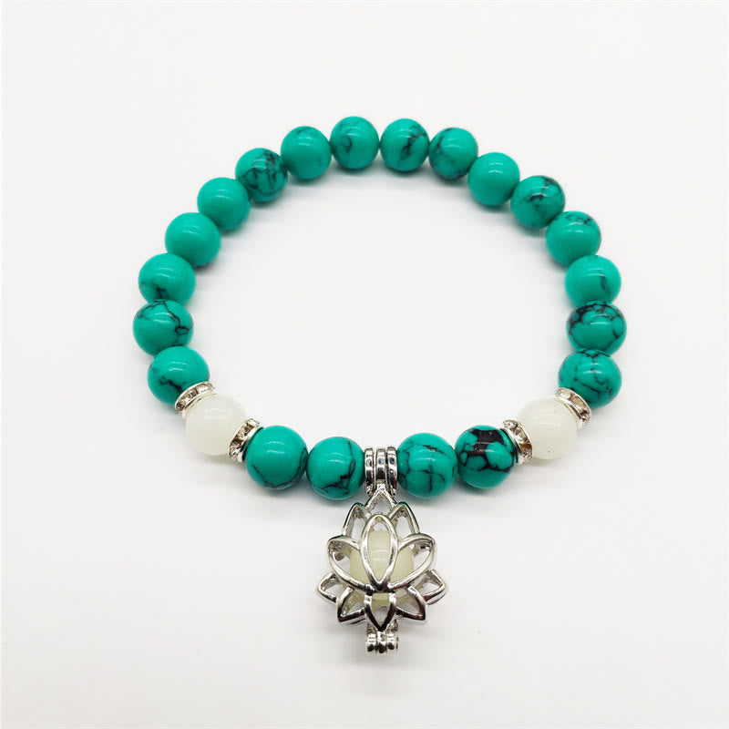 Armband Leuchtstein Türkis Lotus "Schutz"