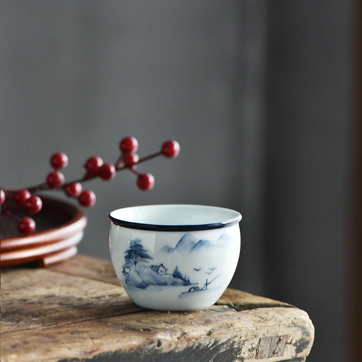 Grosse Teetasse Koi Lotus Berge Keramik Berge & Baumhaus