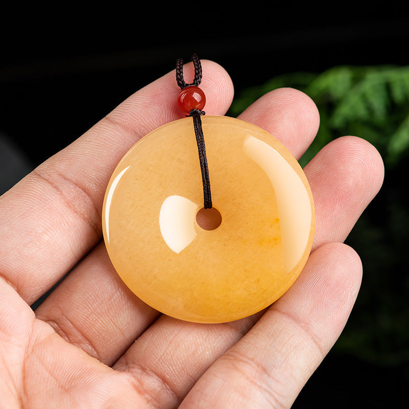 Kette goldene Jade Donut Anhänger Naturstein
