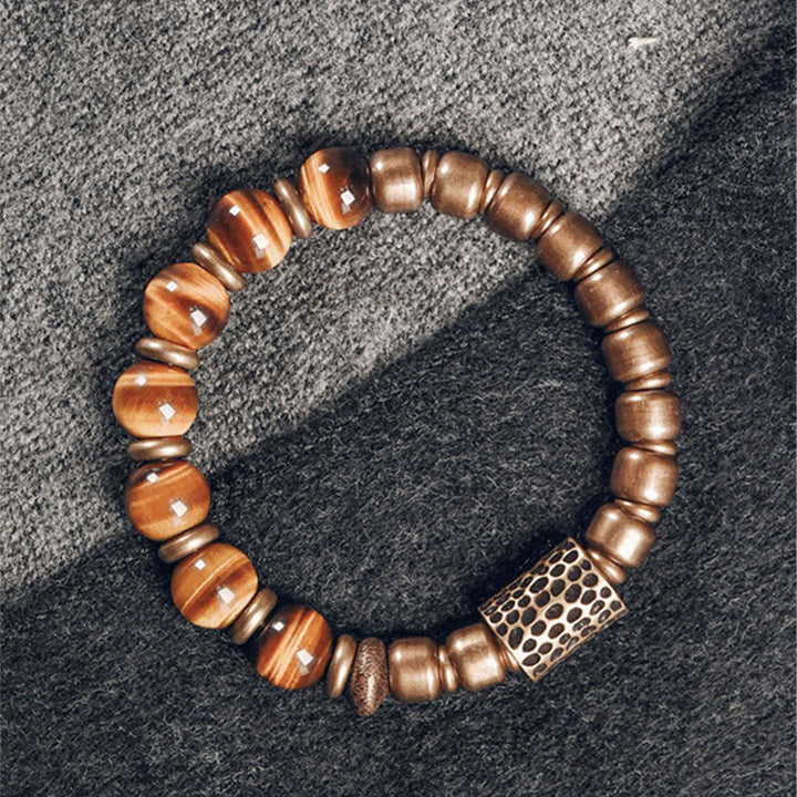 Armband Tigerauge Kupfer – Schutz Naturstein elastisch getragen
