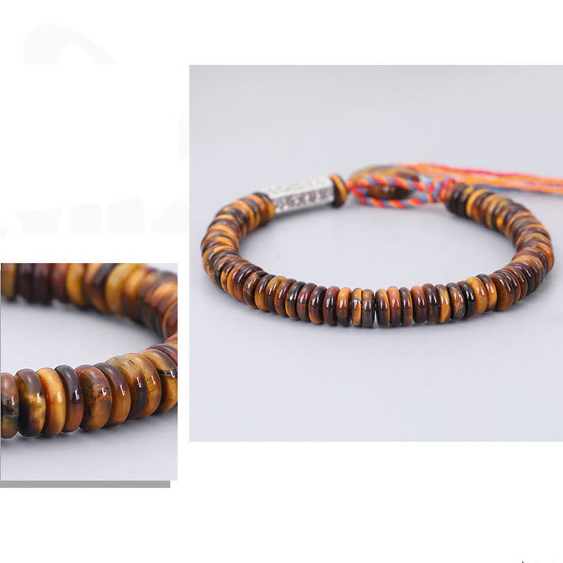 Tigerauge Armband mit Om Mani Padme Hum Verschluss Schutz Meditation