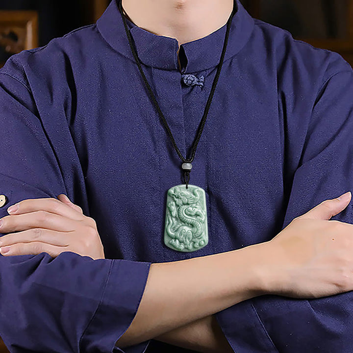 Kette Jade Drachen Amulett Tierkreis Erfolg grün