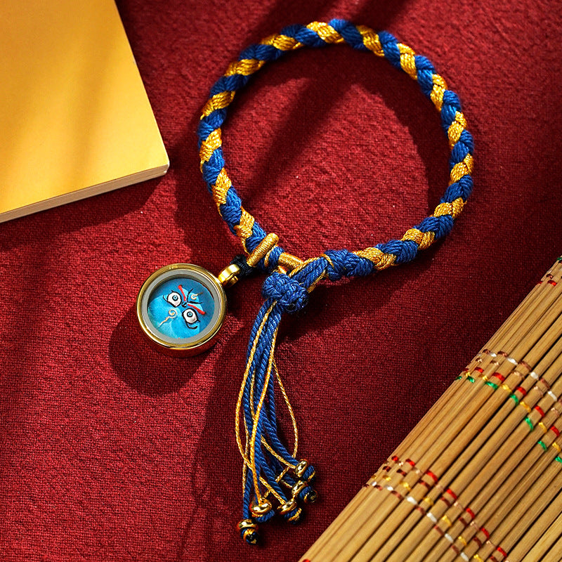 Armband Drachen blau gold Glück Wohlstand Energie Seidenschnur Anhänger