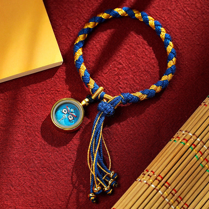 Armband Drachen blau gold Glück Wohlstand Energie Seidenschnur Anhänger