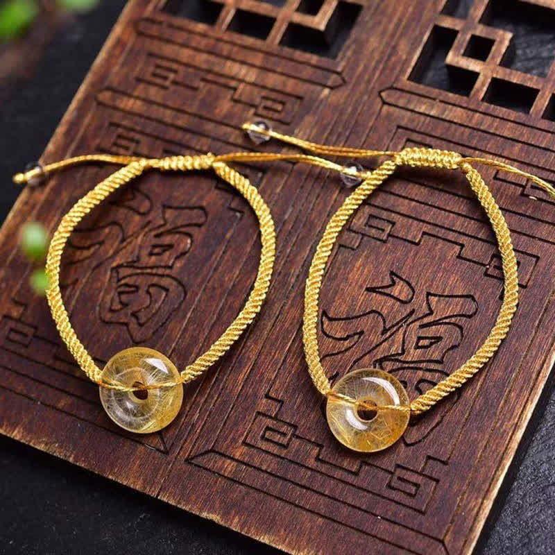 Armband Citrin – Frieden & Glück goldenes Seil Naturstein.