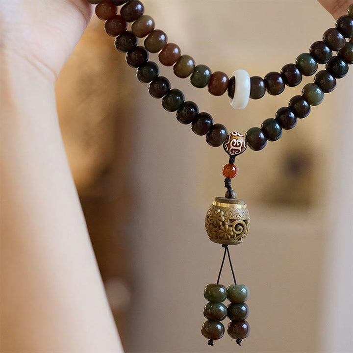 Mala 108 Perlen Bodhi Balance Armband Holzperlen Hand getragen
