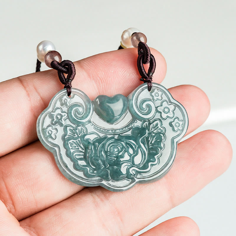 Jade Anhänger Kette Schmuck Wohlstand Perle