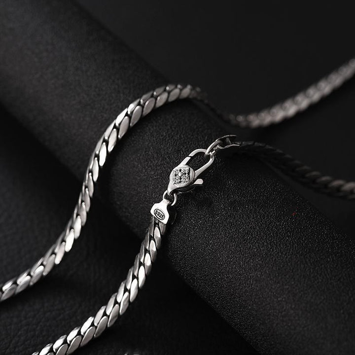 Tibetische Kette Kupfer Vajra 925 Silber Panzerkette Herrenschmuck