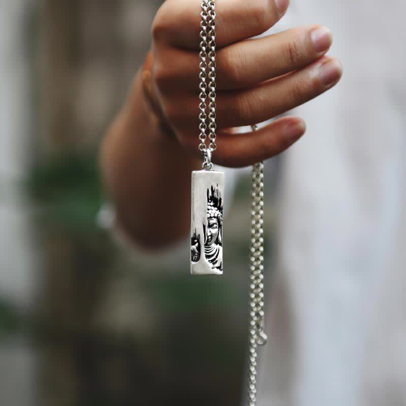 Silber Kette mit Buddha Anhänger Kraft Schutz Halskette