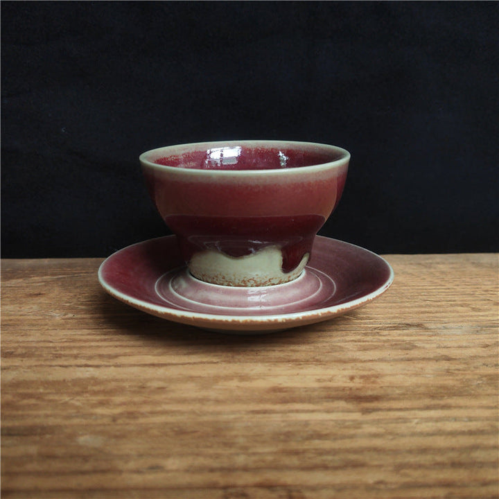 Teetassen Sets Planet Design Keramik Untertasse Purpurrot 120ml