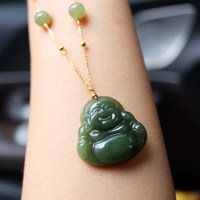 Kette Hetian-Jade Lachender Buddha – Glück