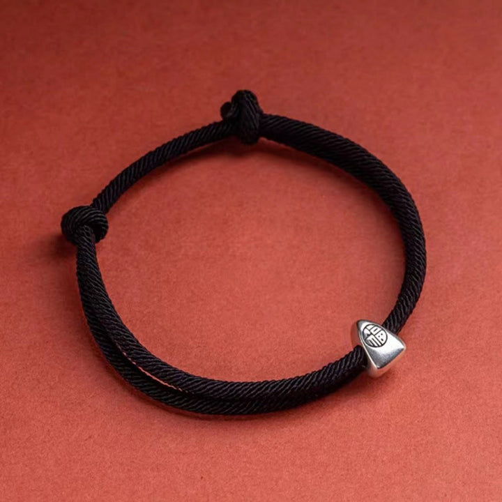 Armband 925 Silber Fu Zeichen Segen Handgemacht Geflochten