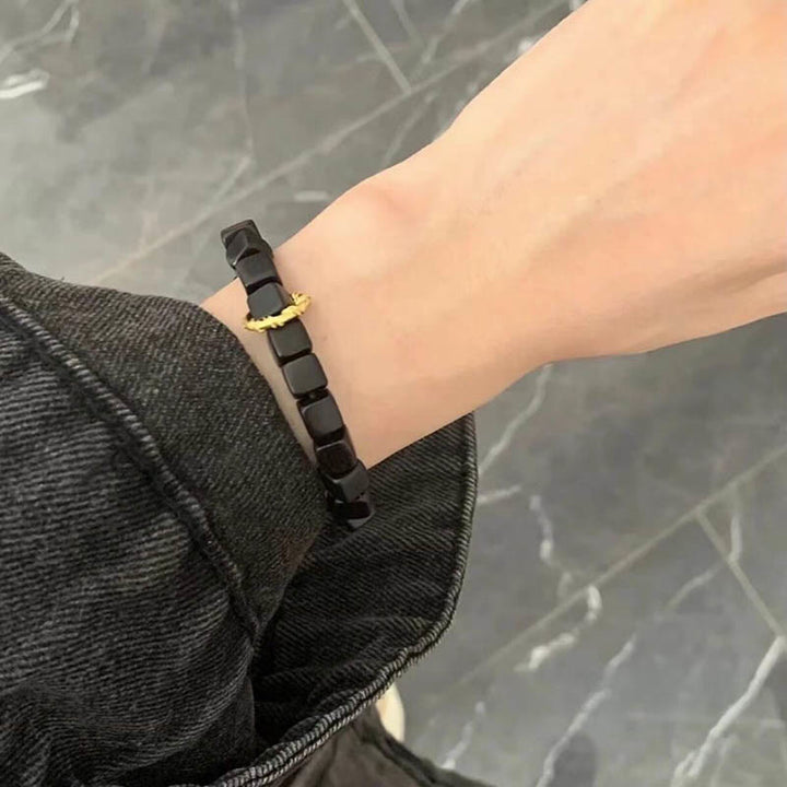 Armband Tibet Ebenholz Quadratische Perlen