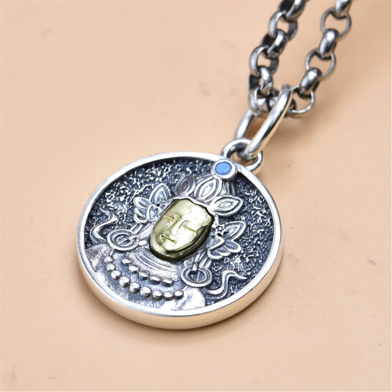 Kette 925er Silber grüne Tara Vajra Schutz Buddha Medaillon