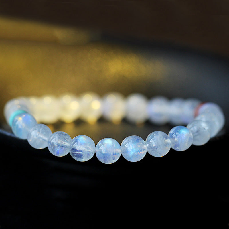 Armband Mondstein Mond – Heilung & Ruhe transluzent blau schimmernd Perlen