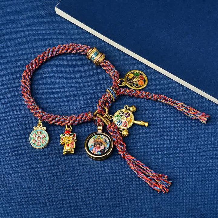 Rotes Seidenschnur Armband mit goldenen Glücksanhängern Wohlstand Balance