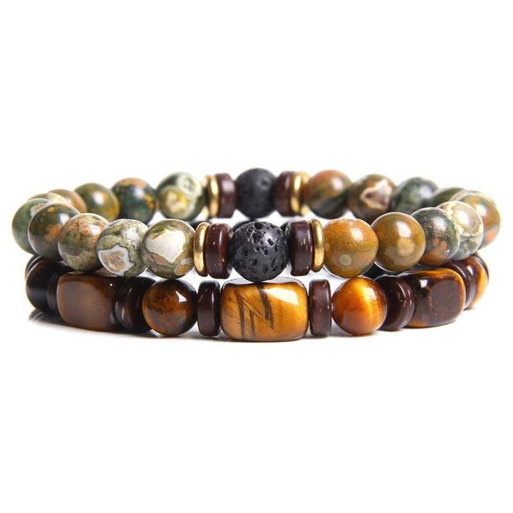 Armband 2er Set Tigerauge Kaiserstein Heilstein