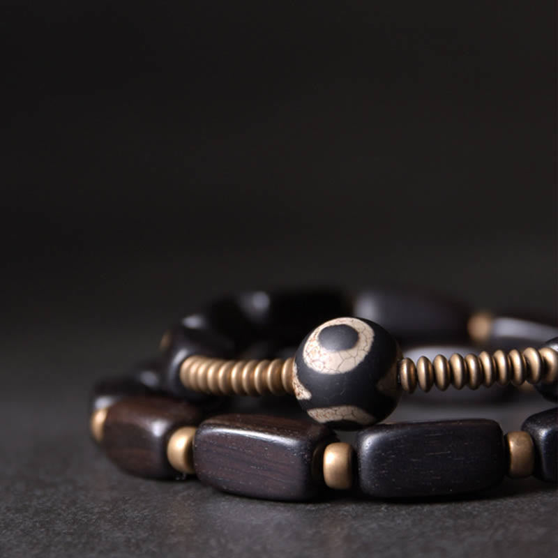 Armband Kupfer Ebenholz Balance mit schwarzen Holzperlen elegant