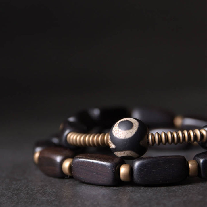 Armband Kupfer Ebenholz Balance mit schwarzen Holzperlen elegant
