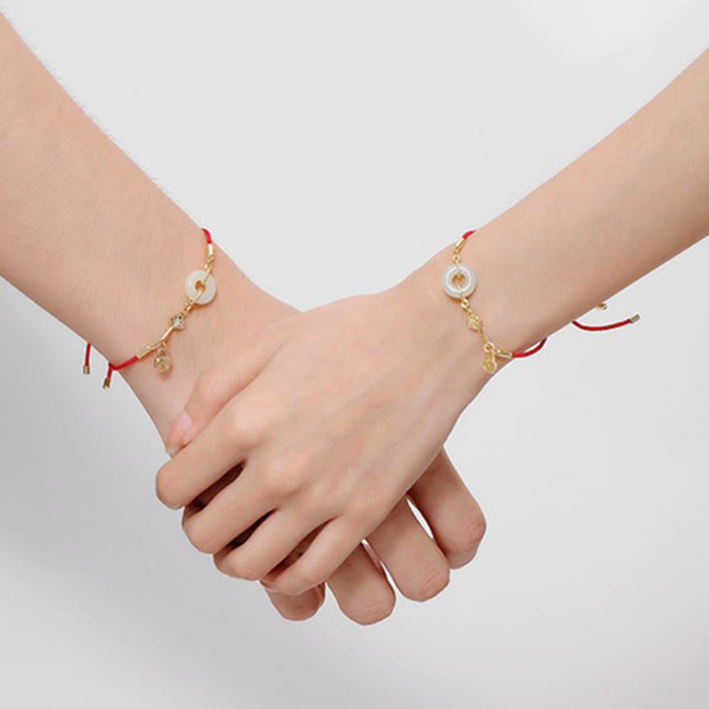 Armband Jade Friedensring Rot Fu Symbol Wohlstand