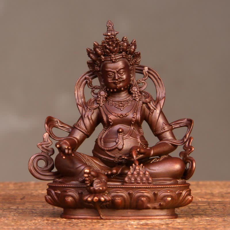 Buddha Statue Jambhala Gelb Kupfer Wohlstand Large