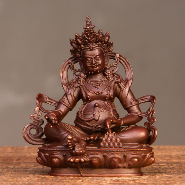 Buddha Statue Jambhala Gelb Kupfer Wohlstand Large