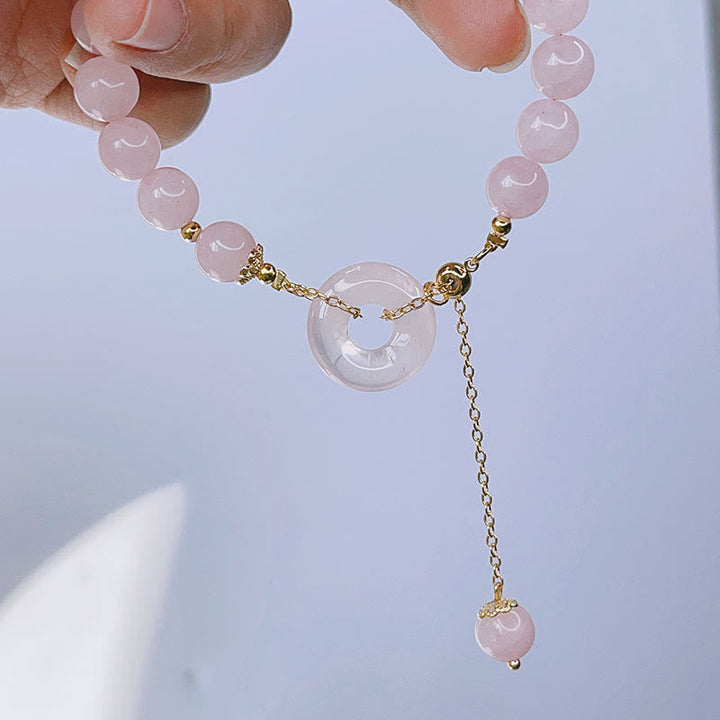 Rosenquarz Armband Kristall – Liebe & Frieden mit goldenem Verschluss